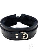 Rouge Leather Collar With Faux Fur Lining - Black