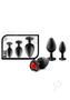 Luxe Bling Butt Plugs Silicone Training Kit With Red Gems (3 Size Kit) - Black