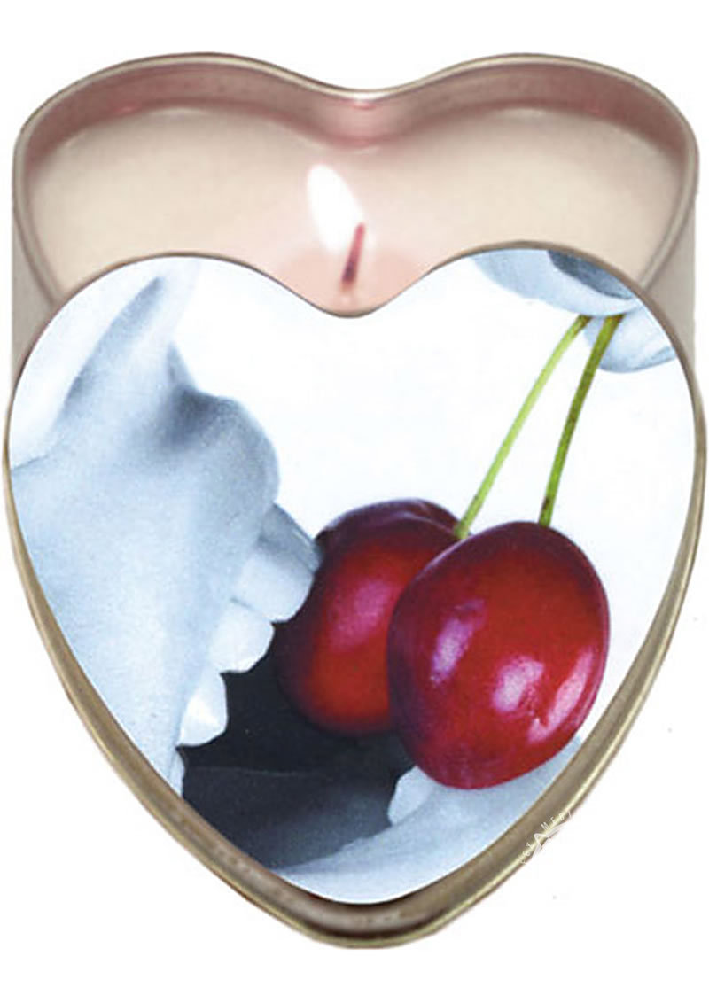 Earthly Body Hemp Seed Heart-shaped Edible Massage Candle Cherry 4oz